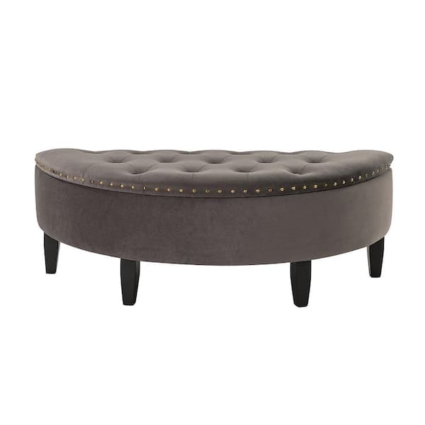 ARTFUL LIVING DESIGN Henrique 43.3 in. W x17.3 in. D x15.7 in. H Grey Bedroom Tufted Bench with Storage