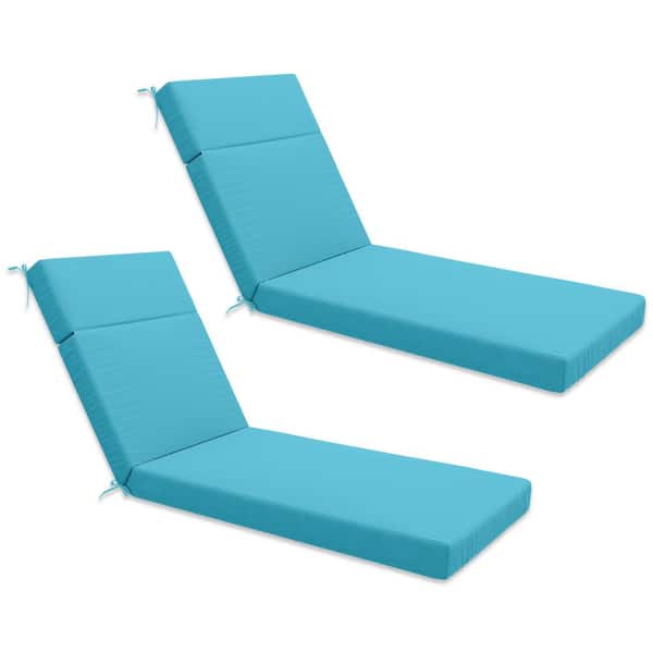 80 in. x 26 in. x 4 in. ( 2-Pack ) Outdoor Water-Resistant Replacement Chaise Lounge Seat Cushion Lake Blue