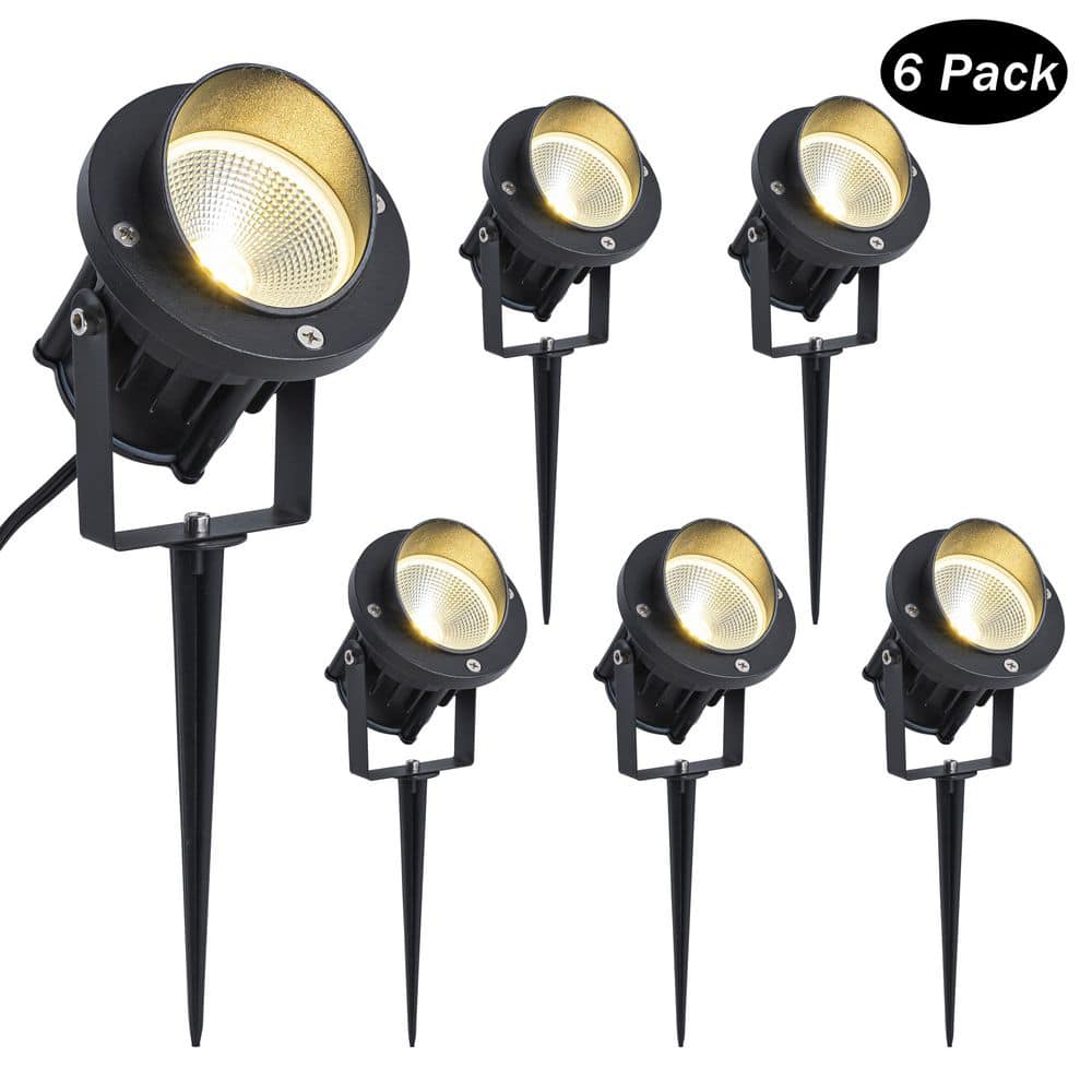 Low-Voltage Black Aluminum 360 Lumen Integrated LED Outdoor Landscape Spotlight with Glass Shade(6-Pack) price history on PriceWatchPro