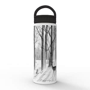 Liberty 20 oz. Winter Woodland Flat White Insulated Stainless Steel Water Bottle with D-Ring, Winter Wonderland Flat White