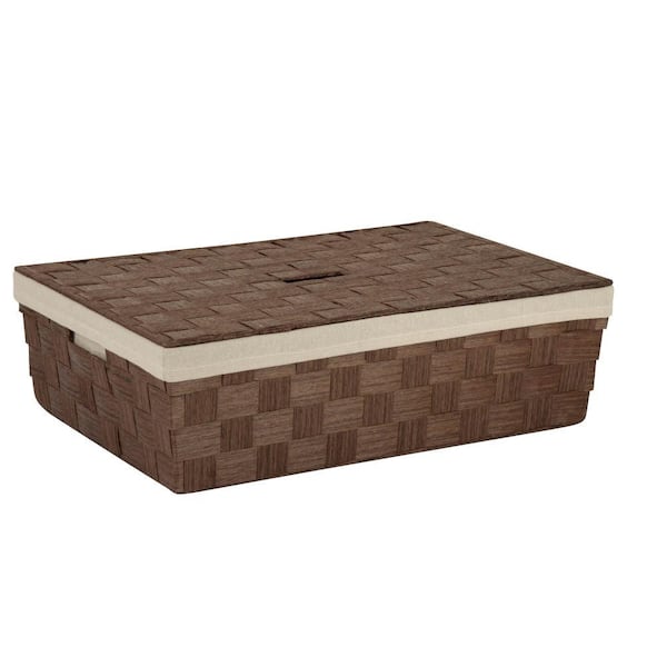 Honey-Can-Do 23.5 in. x 6.5 in. Brown Paper Rope Underbed Basket