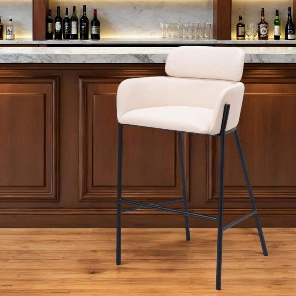 40.20 in. H Beige Bar Height Metal Bar Stool with Fabric Seat price history on PriceWatchPro