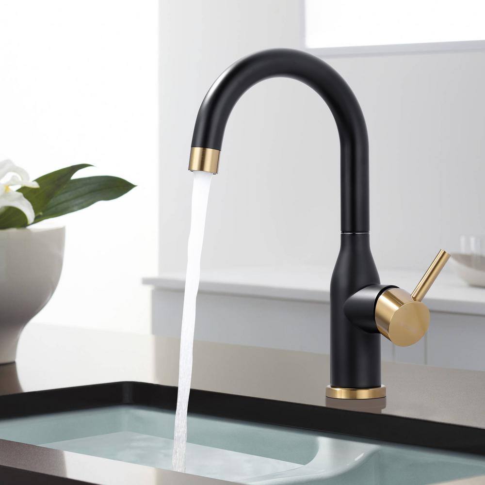 Black and Gold Stainless Steel Single-Handle Bar Faucet