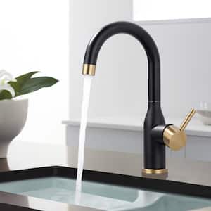Single-Handle Bar Faucet Deckplate Not Included in Black and Gold