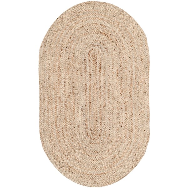 SAFAVIEH Cape Cod Natural 3 ft. x 5 ft. Solid Color Border Oval Area Rug
