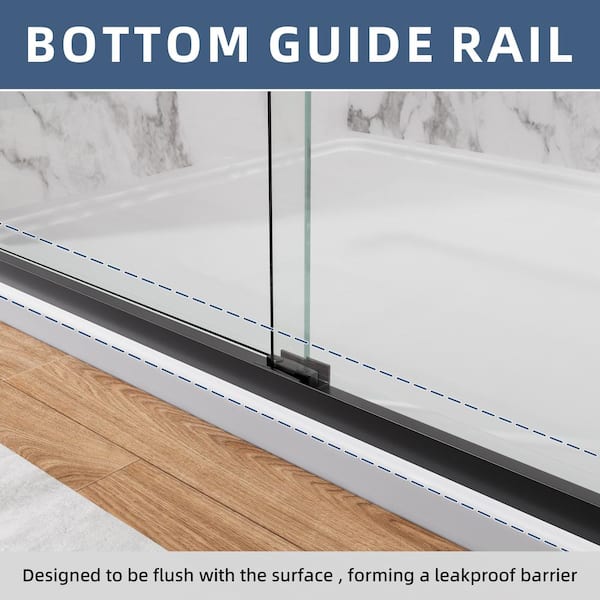 48 in. W x 75 in. H Sliding Framed Shower Door in Matte Black Finish with Tempered Glass