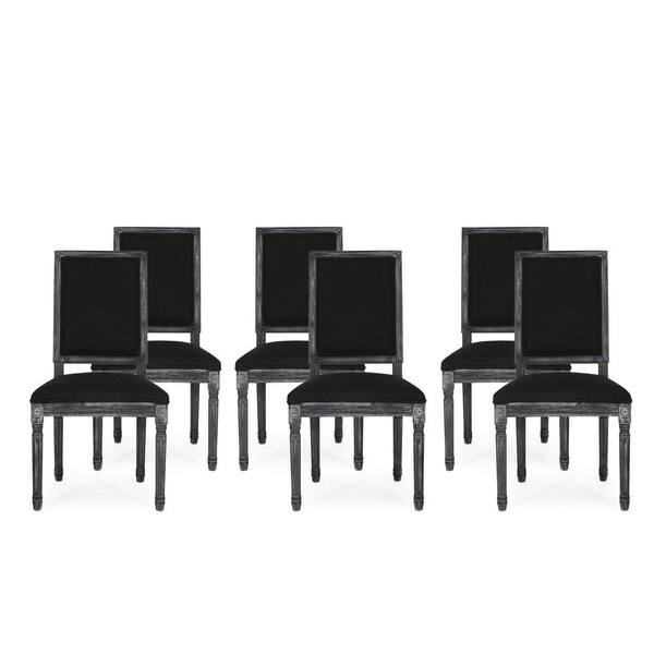 Noble House Robin Black and Gray Side Chair (Set of 6)