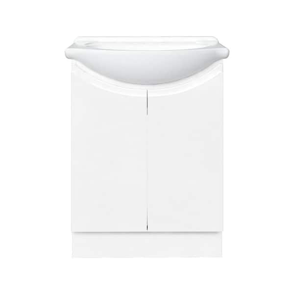 Glacier Bay Adley 24 in. W x 17-1/8 in. D Bath Vanity in White Gloss with Porcelain Vanity Top in White with White Basin