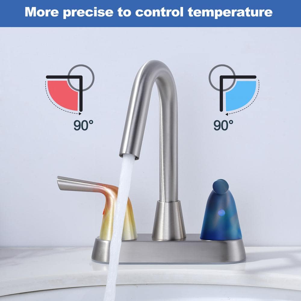 Brushed Nickel Double Handle Mid Arc Bathroom Faucet