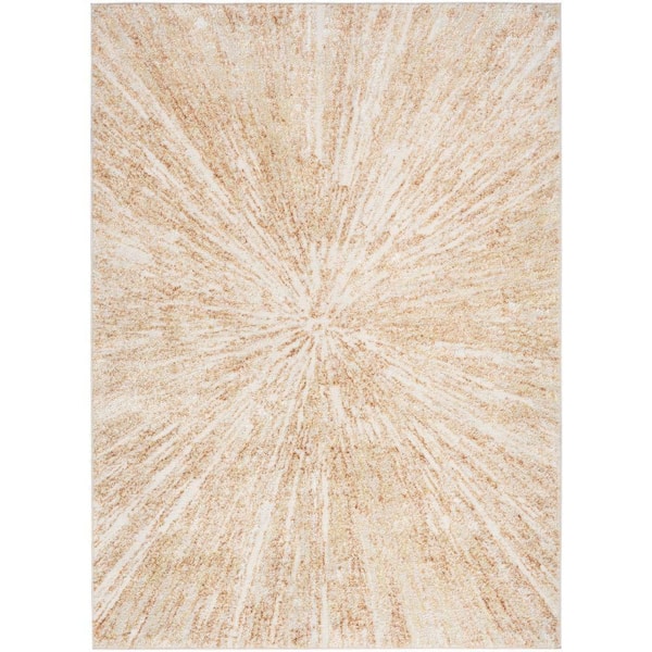 Nourison Ambiance Ivory Gold 4 ft. x 6 ft. Abstract Contemporary Area Rug