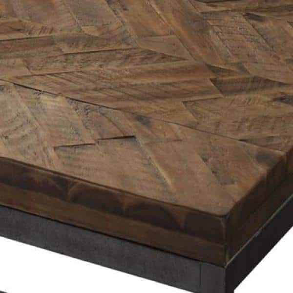 Lorenza Medium Brown Acacia Wood and Steel Rectangular Coffee Table