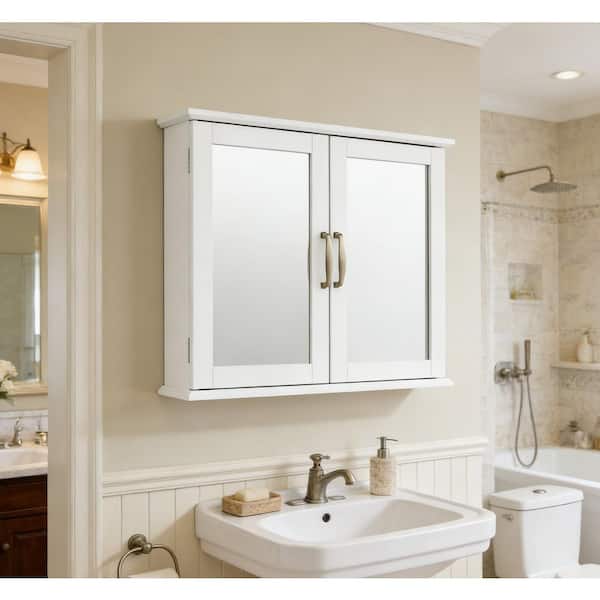 23.5 in. W x 5.5 in. D x 19.5 in. H Bathroom Storage Wall Cabinet in White