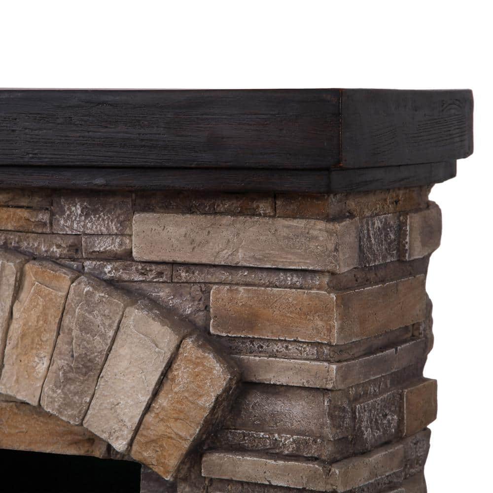 Festivo 36" Tan Faux Stone Freestanding Electric Fireplace
