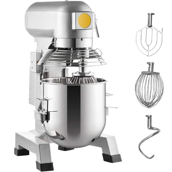 20 qt. Commercial Food Mixer, 750 W Electric Mixer, 3 Speeds Adjustable 108/199/382 RPM, Stainless Steel