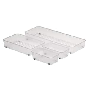 Basicwise Clear Plastic Set Of 3 Drawer Organizers : Target