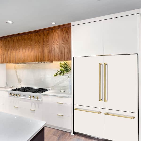 Autograph Edition 60 in. 4-Door French Door Refrigerator w/ Ice & Water Dispenser in White Matte & Polished Gold