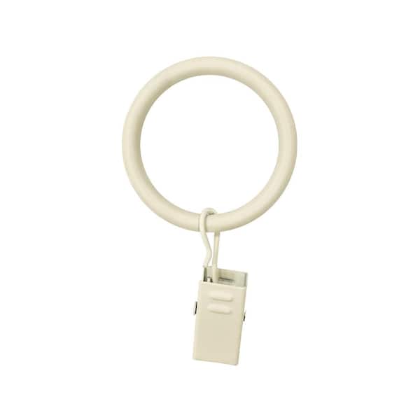 Lumi Home Furnishings 1-1/4 in. Dia. Telescoping Clip Rings in Matte White Beige (7-Pack)
