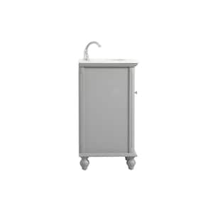 Timeless Home 19 in. W Single Bath Vanity in Grey with Marble Vanity Top in Carrara with White Basin