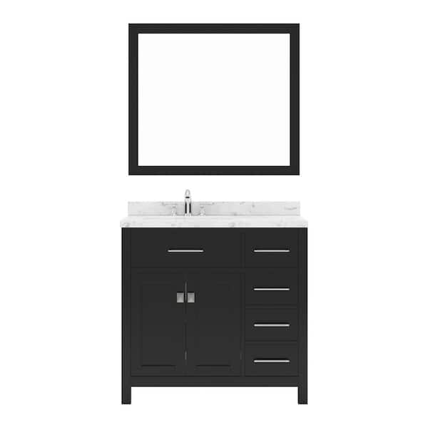 Virtu USA Caroline Parkway 36 in. W x 22 in. D x 35 in. H Single Sink Bath Vanity in Espresso with Quartz Top and Mirror