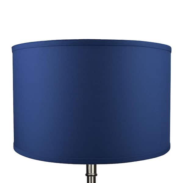 H Linen Prussian Drum Lamp Shade, Large Blue Light Shades