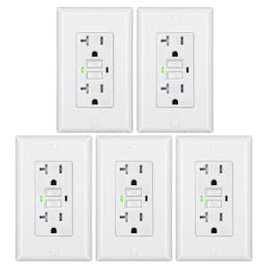 White 20 Amp Tamper Resistant GFCI Outlet Receptacle with LED Indicator, Wallplate Included, 5-Pack