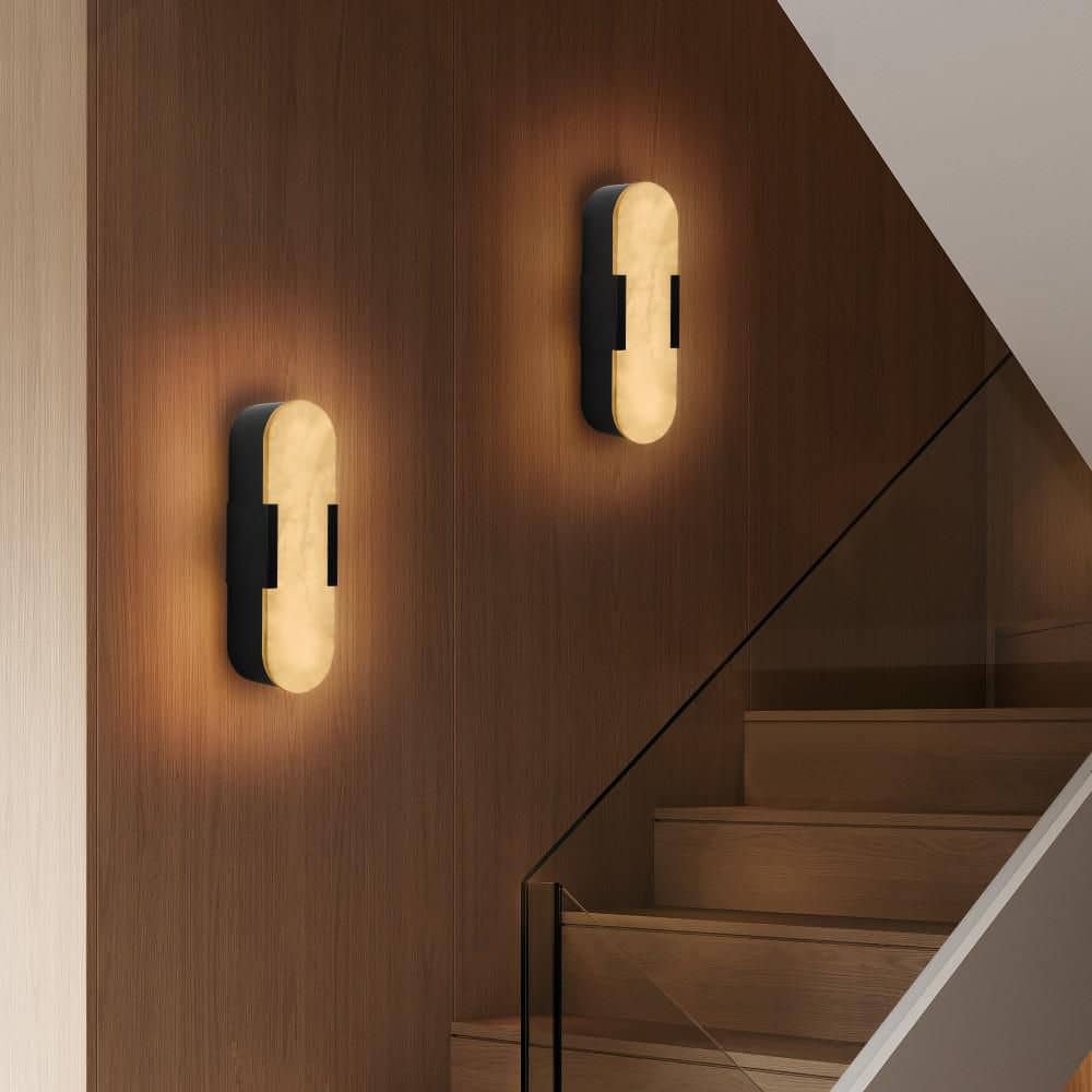 13 in Modern Black LED Wall Sconce 2-Pack with Natural Marble Shade for Bathroom Living Room Bedroom Hallway Stairs price history on PriceWatchPro