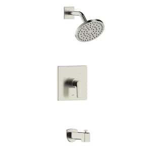Chatelet Single-Handle 1-Spray Settings Round Tub and Shower Faucet Set in Brushed Nickel with Valve Included