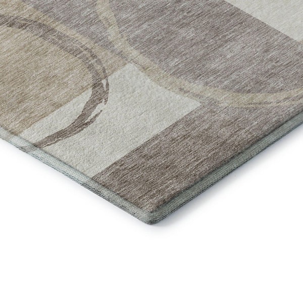 Mayfield Premium Machine Washable Abstract AMF943 Ivory 2 ft. 3 in. x 7 ft. 6 in. Runner Rug