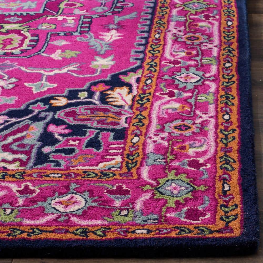 Bellagio Pink and Navy 8' x 10' Hand Tufted Wool Area Rug