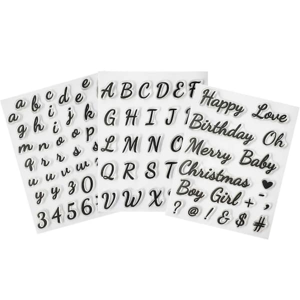 Alphabet Cake Stamps Tool 4-Piece Pretty Handwriting Food Grade Fondant Letter Stamp Uppercase Lowercase Number Silicone