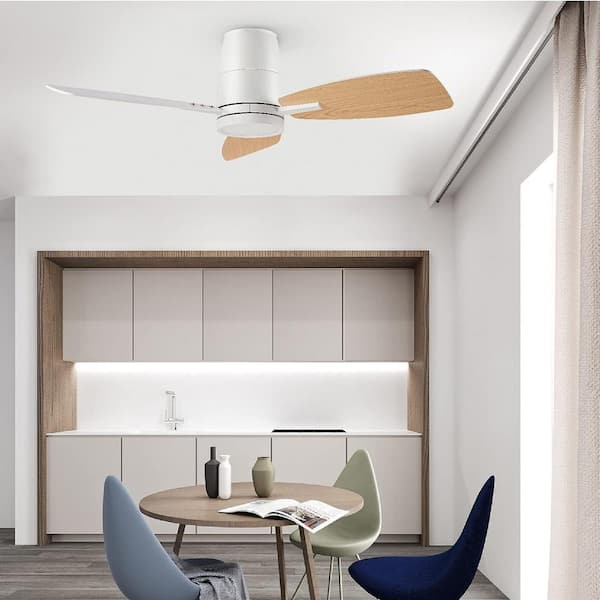 QRMOK 42 in. LED Indoor White Flush Mount Ceiling Fan with 3 QRMOK 42 in. LED Indoor White Flush Mount Ceiling Fan with 3