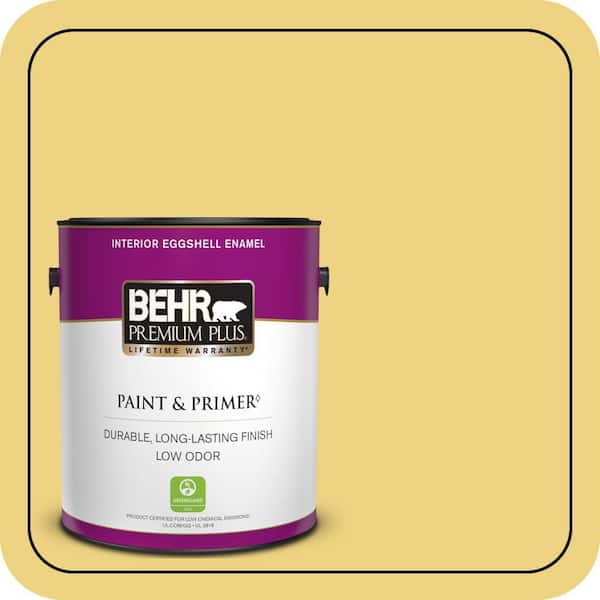 BEHR PREMIUM PLUS 1 gal. #380D-4 Feather Gold Eggshell Enamel Low Odor Interior Paint & Primer