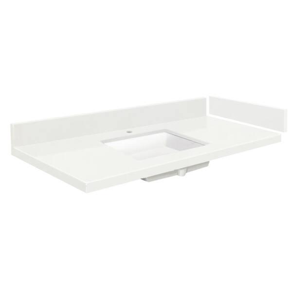 Transolid 36.75 in. W x 22.25 in. D Quartz Vanity Top in Natural White with Single Hole