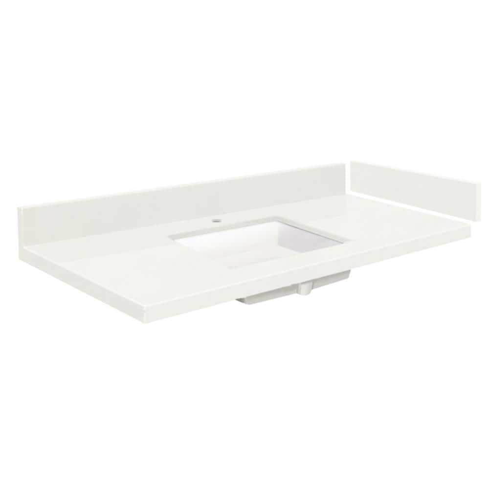 37.5 in. W x 22.25 in. D Quartz Vanity Top in Natural White with Single Hole -  Transolid, 608197542848