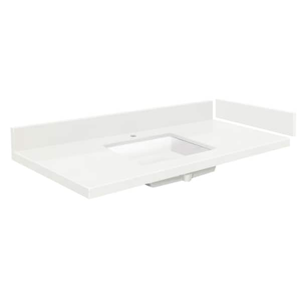 54.5 in. W x 22.25 in. D Quartz Vanity Top in Natural White with Single Hole