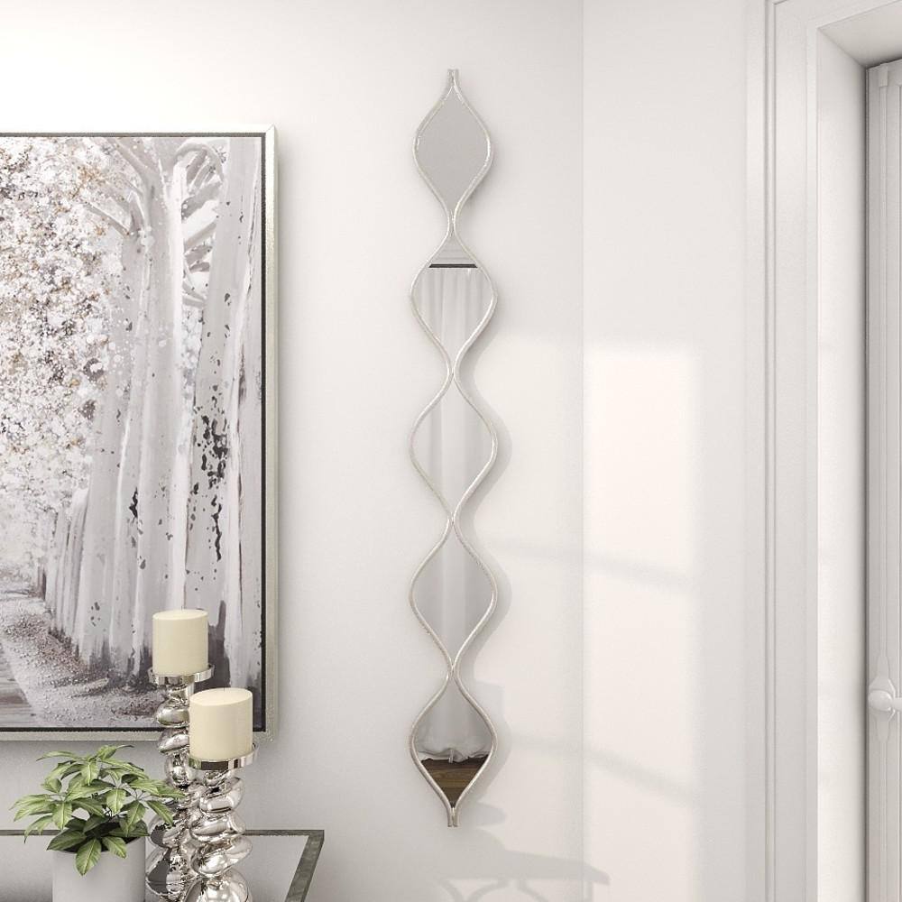 Silver Slim Stacked Chain Geometric Wall Mirror 7" x 58"