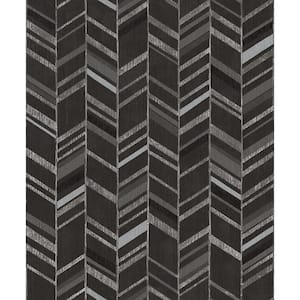 Black, Silver and Gray Special FX Glitter Chevron Wallpaper