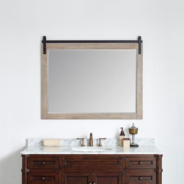ROSWELL Cortes 48 in. W x 39.4 in. H Rectangular Framed Wall Bathroom Vanity Mirror in Grey