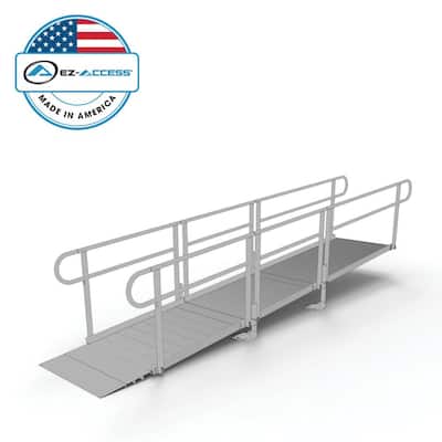PATHWAY 14 ft. Straight Aluminum Wheelchair Ramp Kit with Solid Surface Tread and 2-Line Handrails