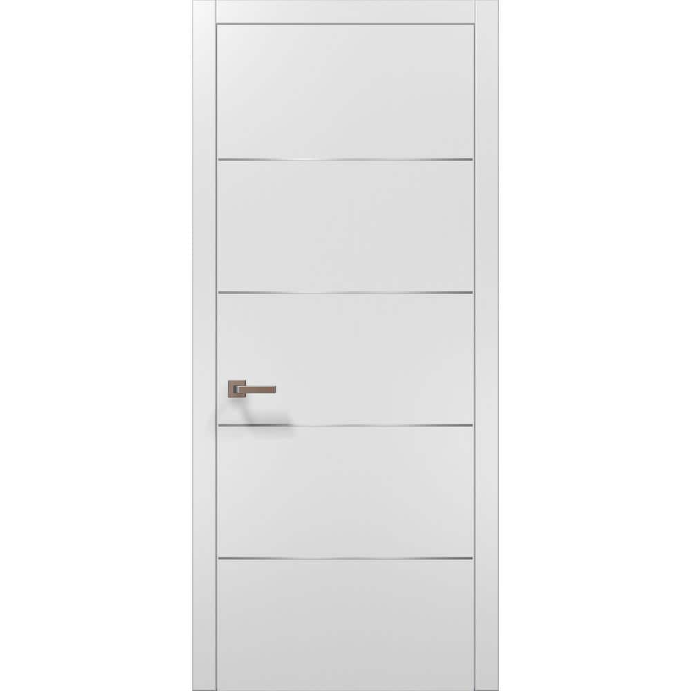 Sartodoors 0020 28 in. x 84 in. Flush No Bore White Finished Pine Wood ...