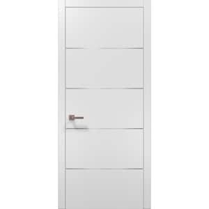 0020 30 in. x 96 in. Flush No Bore White Finished Pine Wood Interior Door Slab with Hardware Included