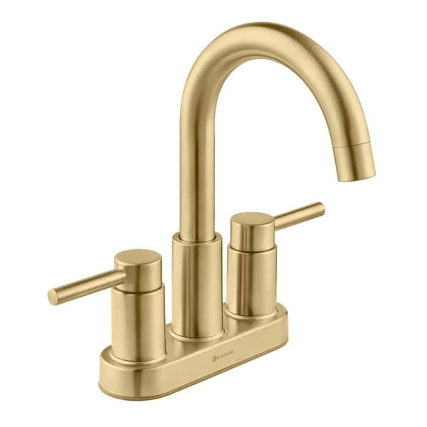 Glacier Bay Dorind 4 in. Centerset 2-Handle High-Arc Bathroom Faucet in Brushed Gold