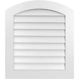 28 in. x 32 in. Arch Top Surface Mount PVC Gable Vent: Functional with Standard Frame