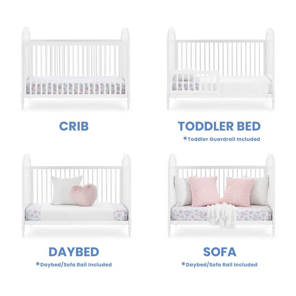 White and Natural Wood Convertible Toddler Crib with Cane Panels