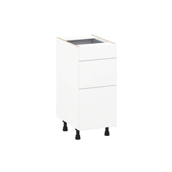 Timberline 15 in. W x 21 in. D x 30 in. H Assembled Slab Bath Drawer Base Kitchen Cabinet in Bright White