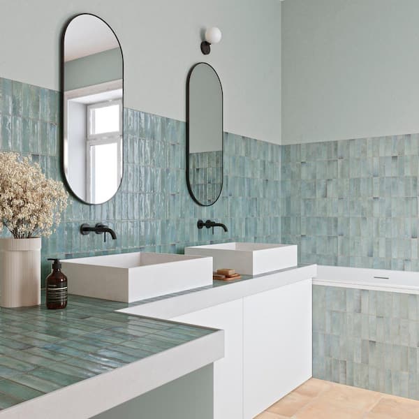 Giorbello Spanish Artis Teal 12 in. x 24 in. Glazed Porcelain Wall