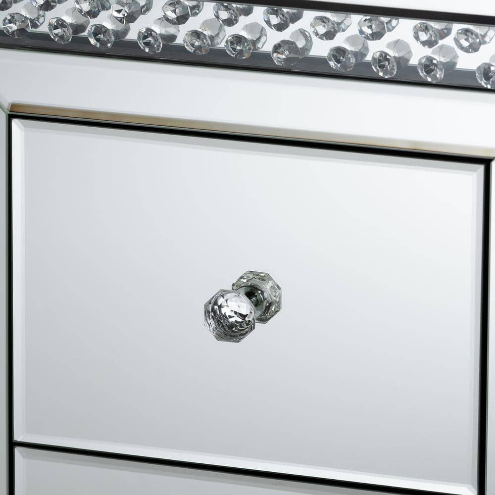 Mina Glamorous Mirrored Silver 3-Drawer End Table