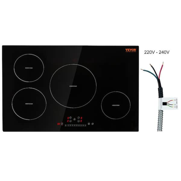 30.3 x 20.5 in. Built-in Induction Electric Cooktop in Black Stove Top with 4 Modular Burners Ceramic Glass