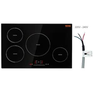 30.3 x 20.5 in. Built-in Induction Electric Cooktop in Black Stove Top with 4 Modular Burners Ceramic Glass
