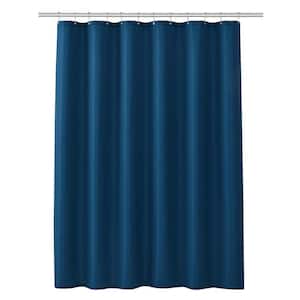 Midnight Blue 100% Polyester Shower Curtain Set with Waterproof PEVA Liner and 12 Metal Hooks, 70 in. x 72 in.